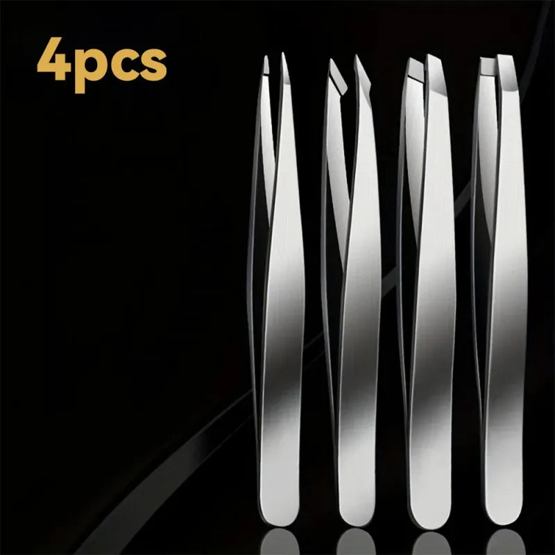 4-Piece Precision Tweezers Set for Hair Removal and Eyebrow Shaping, ET-AA29