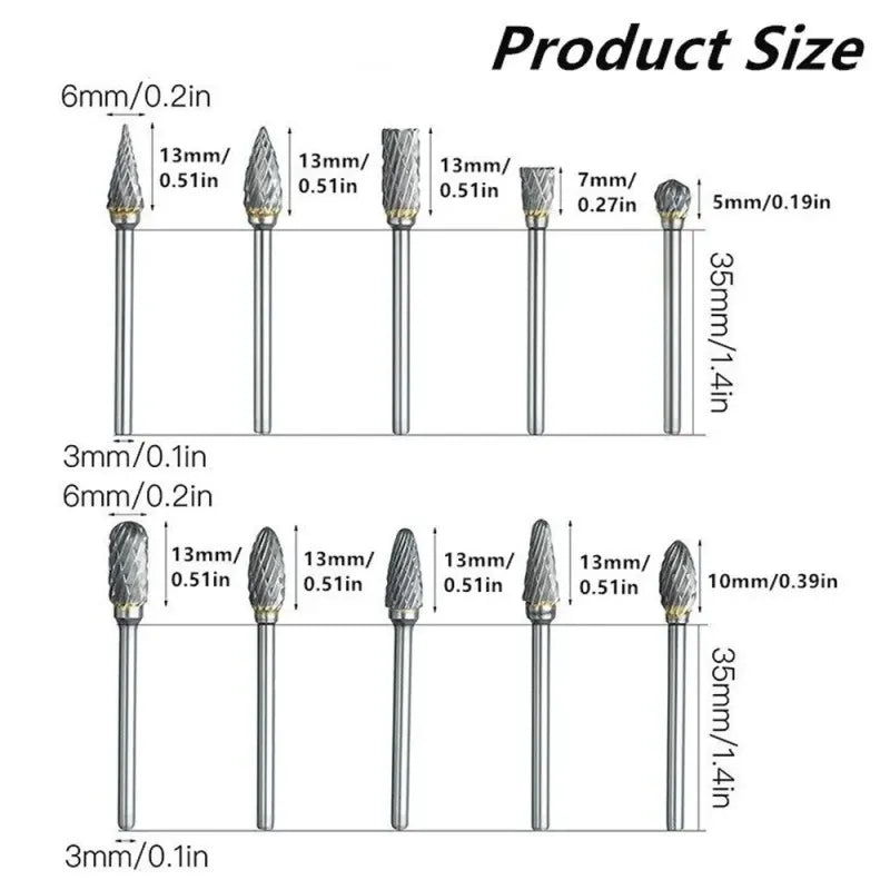 10PCS Tungsten Carbide Burr Grinding Set for Woodworking, ET-AA53