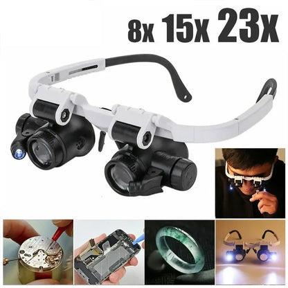 LED Magnifying Headband with 8x 15x 23x Lenses and 2x Magnification, ET-AA39