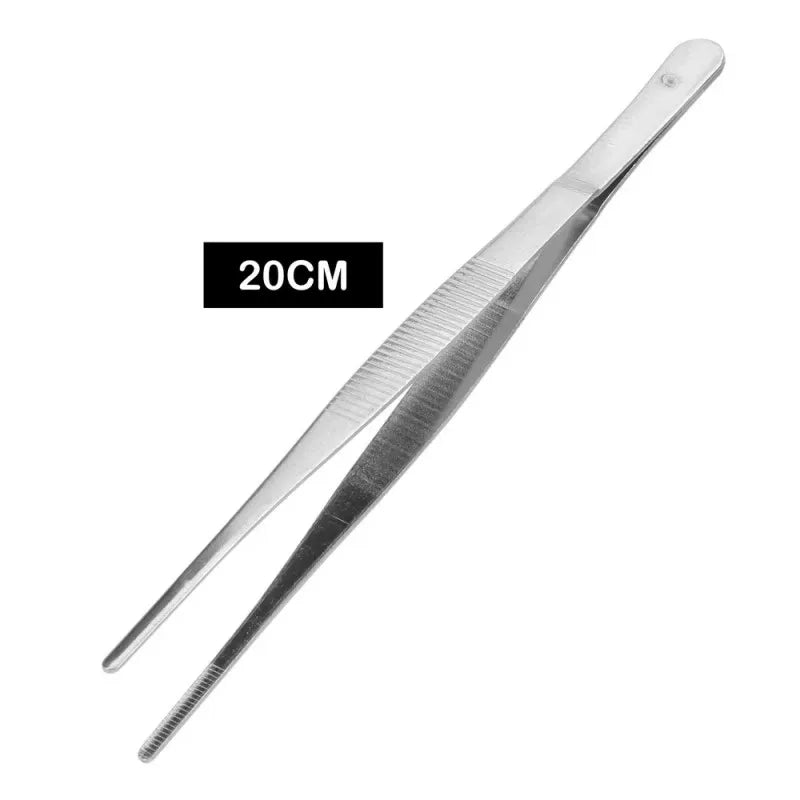 20cm/30cm Stainless Steel Food Tong with Straight Toothed Tweezer for BBQ, ET-AA69