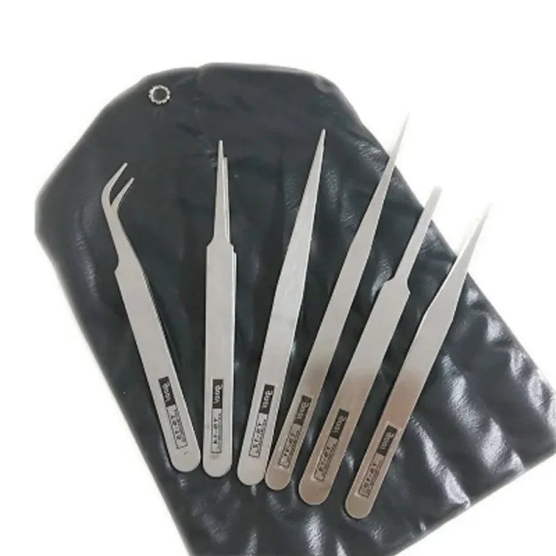 6-Piece Precision Tweezers Set with Straight and Angled Tips for Crafting, ET-TW14