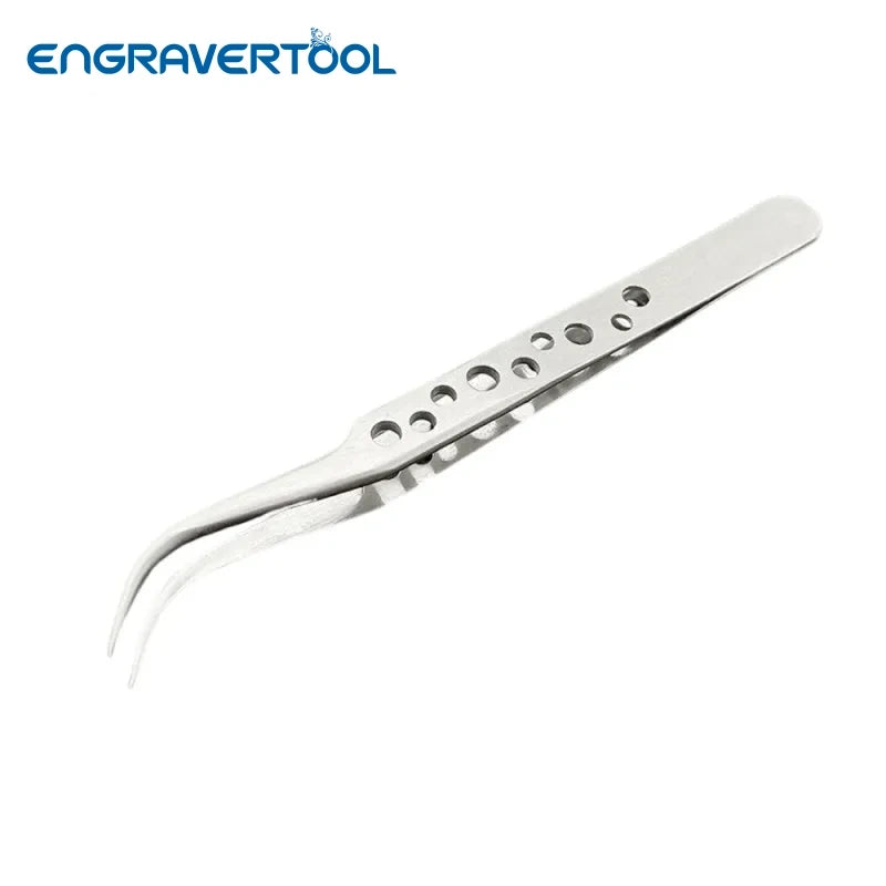 2-Piece Curved and Straight Tip Stainless Steel Anti-Static Precision Tweezers, ET-TW11