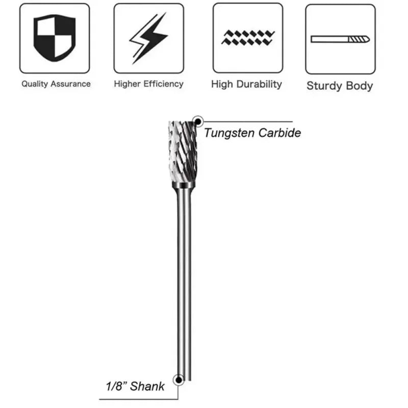 1/4" Tungsten Carbide Burr Set for Woodworking, Drilling, And Metal Carving, ET-AA55