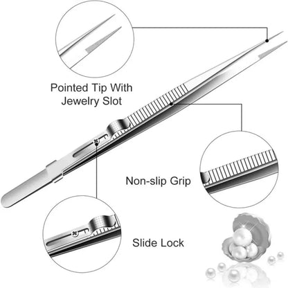 2-Piece Stainless Steel Precision Tweezers for Jewelry, ET-TW15