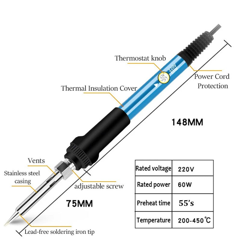 7-in-1 Electric Soldering Iron Kit with Adjustable Temperature, 60W Welding Repair Tool, ET-AA77