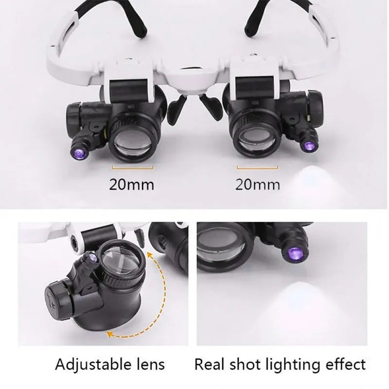 LED Magnifying Headband with 8x 15x 23x Lenses and 2x Magnification, ET-AA39