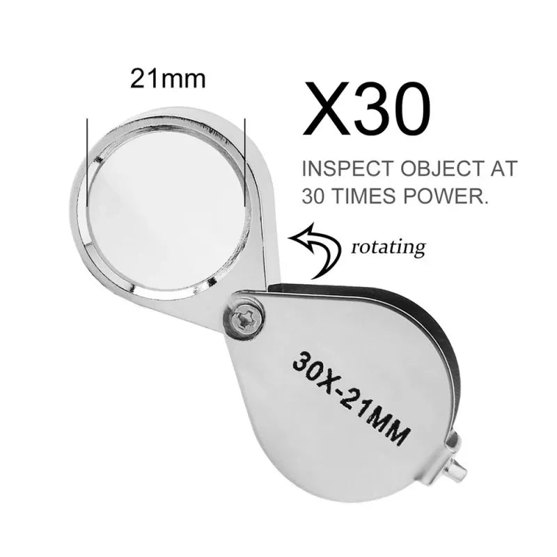  Foldable 10-30X Pocket Magnifier, Jewelry Loupe for Inspection and Reading, ET-AA83