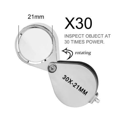  Foldable 10-30X Pocket Magnifier, Jewelry Loupe for Inspection and Reading, ET-AA83