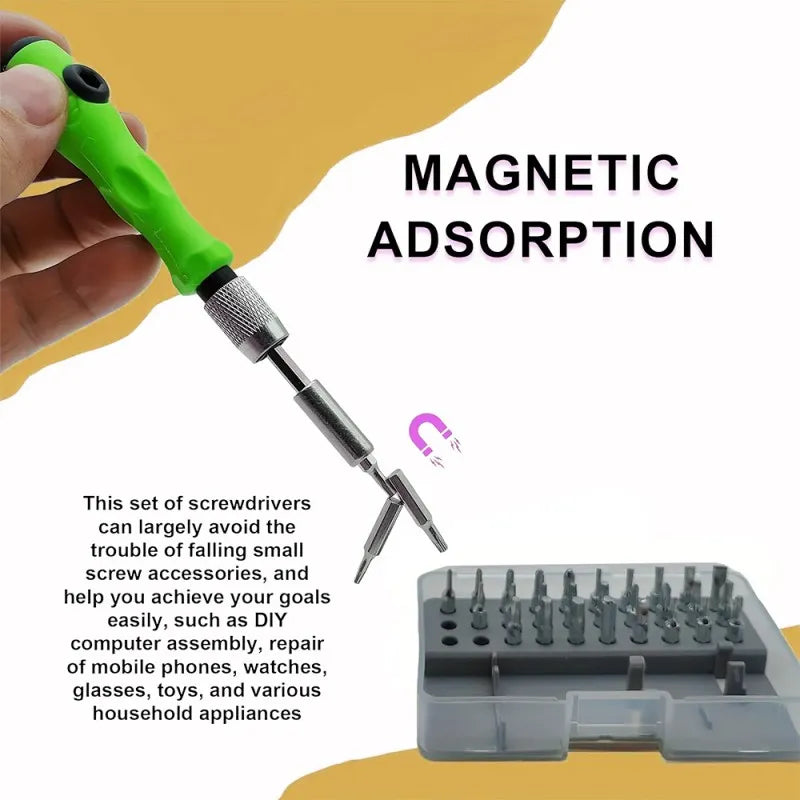 Mini 32-in-1 Precision Magnetic Screwdriver Set for Phone Tablet and Camera Repair, ET-AA38