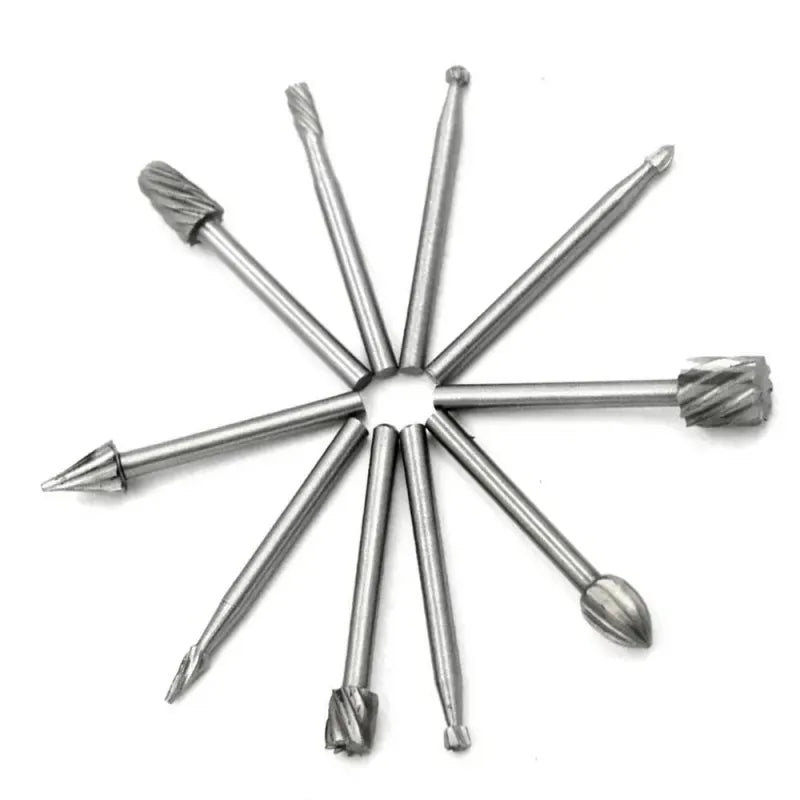 10pc DIY Rotary File Set for Woodworking Engraving Grinding and Drilling Hss, ET-AA54