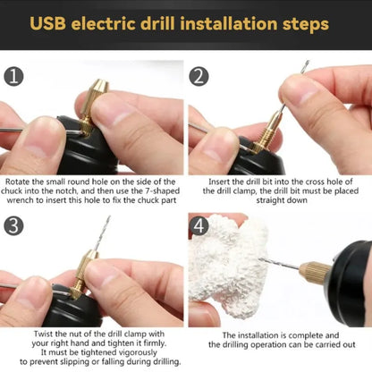 USB Powered Mini Drill for DIY Resin Jewelry, Woodworking, And Craft Carving, ET-AA27