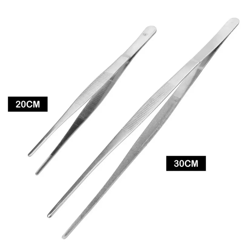 20cm/30cm Stainless Steel Food Tong with Straight Toothed Tweezer for BBQ, ET-AA69