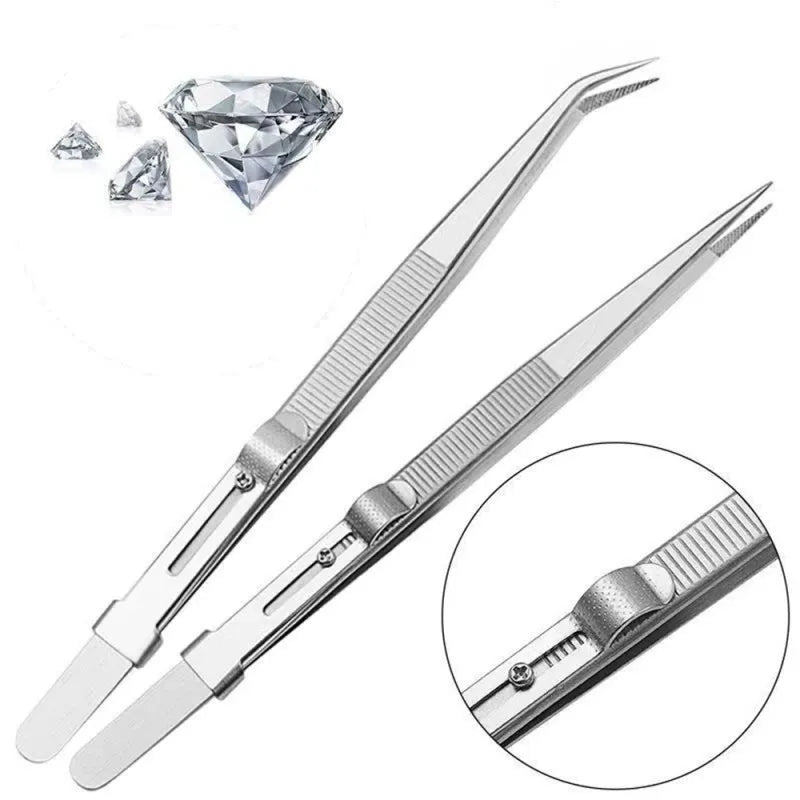 2-Piece Stainless Steel Precision Tweezers for Jewelry, ET-TW15