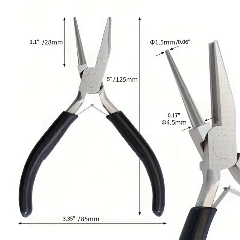 5in Mini Jewelry Plier for DIY Jewelry Making, Carbon Steel Round Nose Tool for Copper Wire, ET-AA71