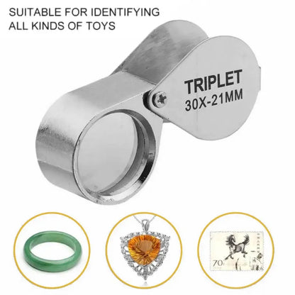  Foldable 10-30X Pocket Magnifier, Jewelry Loupe for Inspection and Reading, ET-AA83