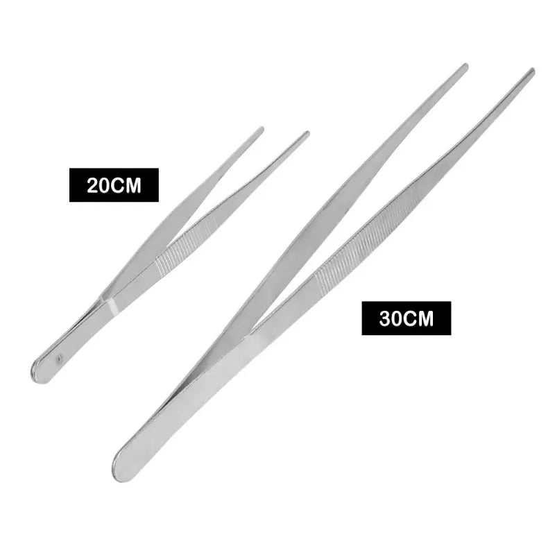 20cm/30cm Stainless Steel Food Tong with Straight Toothed Tweezer for BBQ, ET-AA69