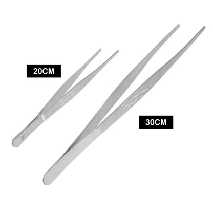 20cm/30cm Stainless Steel Food Tong with Straight Toothed Tweezer for BBQ, ET-AA69