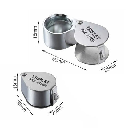  Foldable 10-30X Pocket Magnifier, Jewelry Loupe for Inspection and Reading, ET-AA83