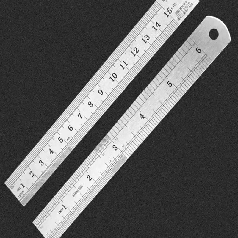  Stainless Steel Double-Sided Ruler, Metric & Inch Scale for Office & DIY, ET-AA85