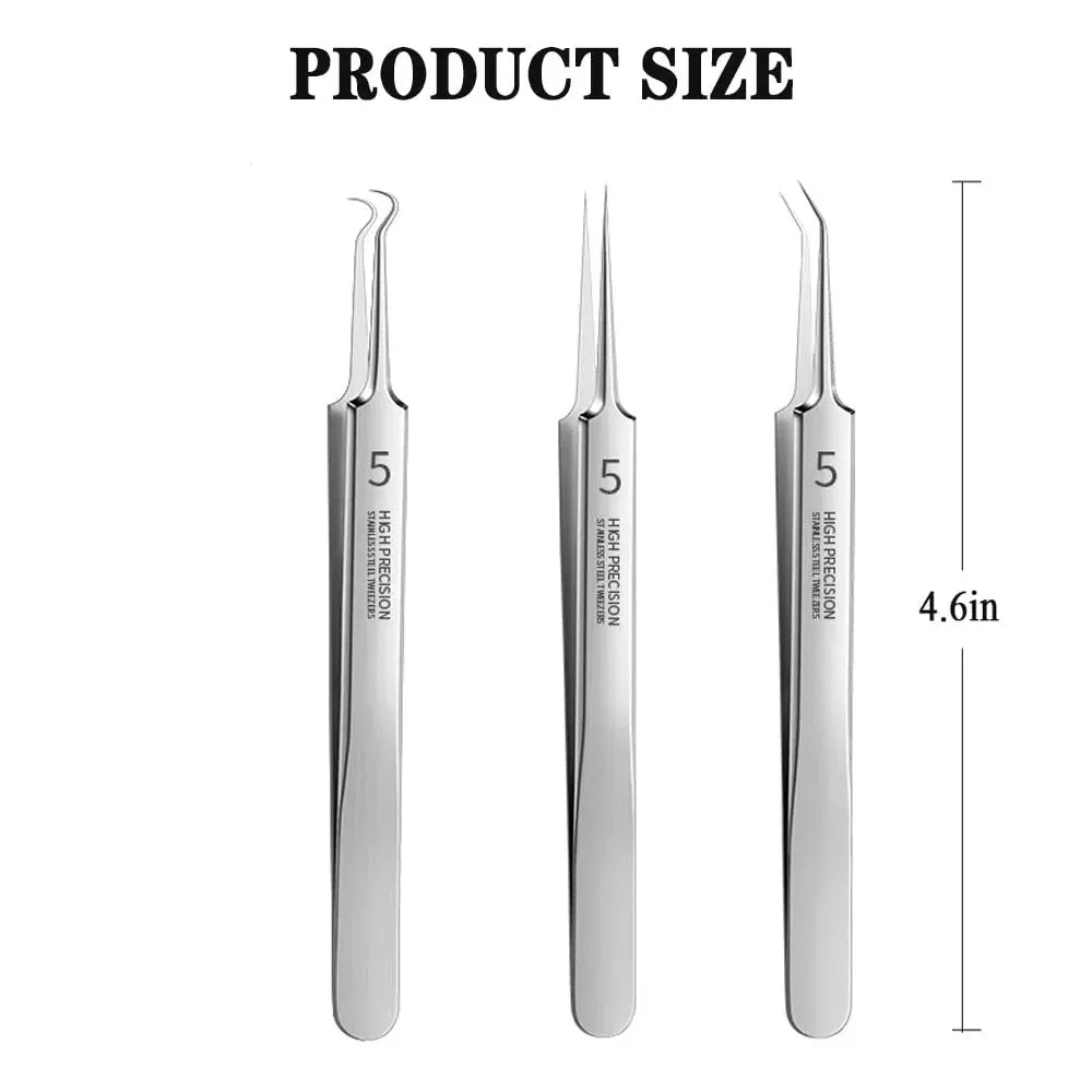 Three-Piece Set of Ultra-Fine Blackhead Tweezers for Removing Acne, ET-TW13