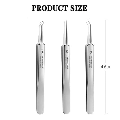 Three-Piece Set of Ultra-Fine Blackhead Tweezers for Removing Acne, ET-TW13