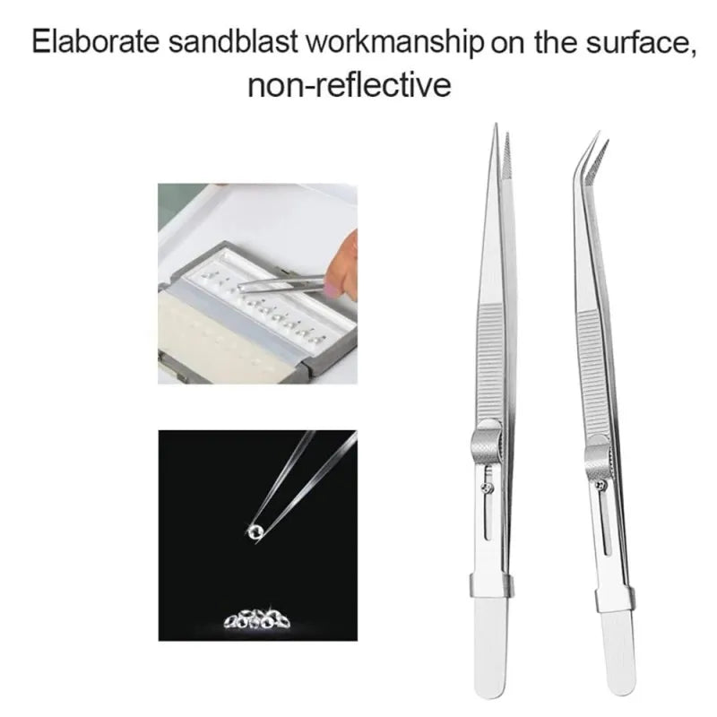 2-Piece Stainless Steel Precision Tweezers for Jewelry, ET-TW15