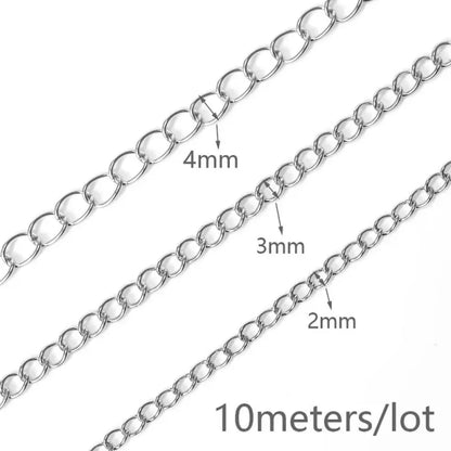 10 Meter Stainless Steel Chain Roll Bulk for DIY Jewelry Making Basic Chains, ET-AA66