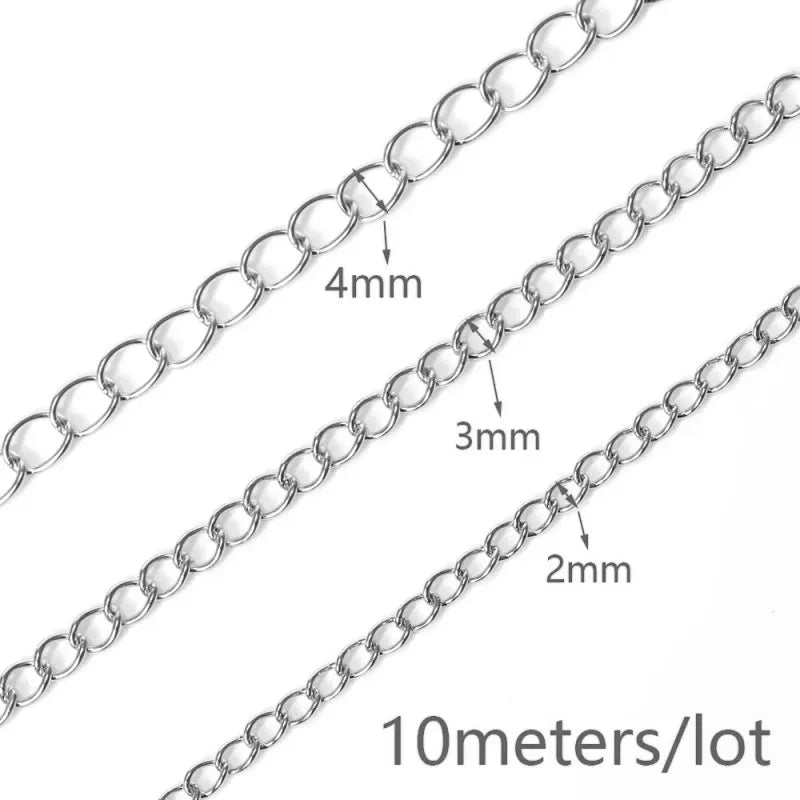 10 Meter Stainless Steel Chain Roll Bulk for DIY Jewelry Making Basic Chains, ET-AA66