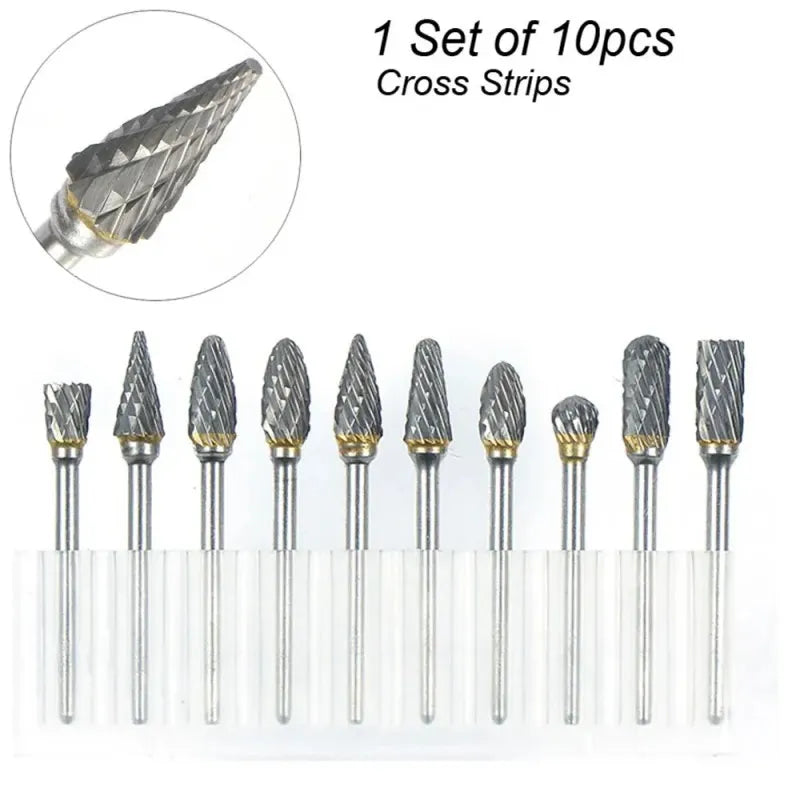 1/4" Tungsten Carbide Burr Set for Woodworking, Drilling, And Metal Carving, ET-AA55