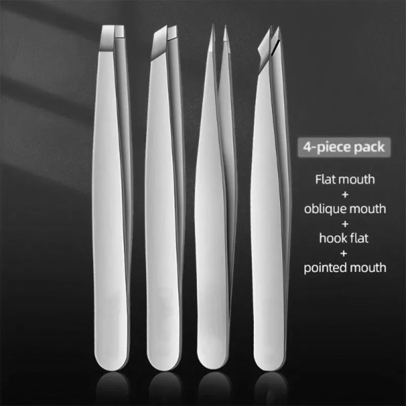 4-Piece Precision Tweezers Set for Hair Removal and Eyebrow Shaping, ET-AA29