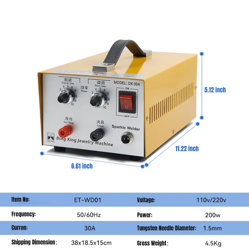 30a Pulse Spot Welder for Gold, Silver & Platinum Jewelry Welding, ET-WD01