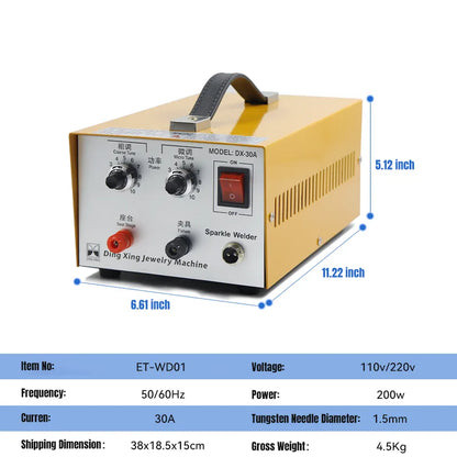 30a Pulse Spot Welder for Gold, Silver & Platinum Jewelry Welding, ET-WD01