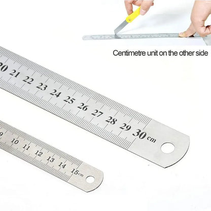  Stainless Steel Double-Sided Ruler, Metric & Inch Scale for Office & DIY, ET-AA85