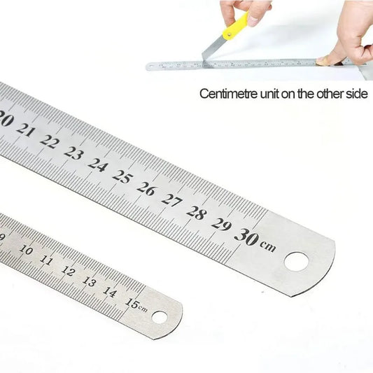  Stainless Steel Double-Sided Ruler, Metric & Inch Scale for Office & DIY, ET-AA85